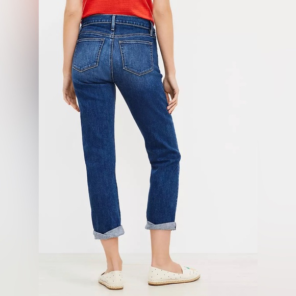 Petite Super Soft Girlfriend Jeans in Bright Mid Indigo Wash. NWT - Picture 4 of 9